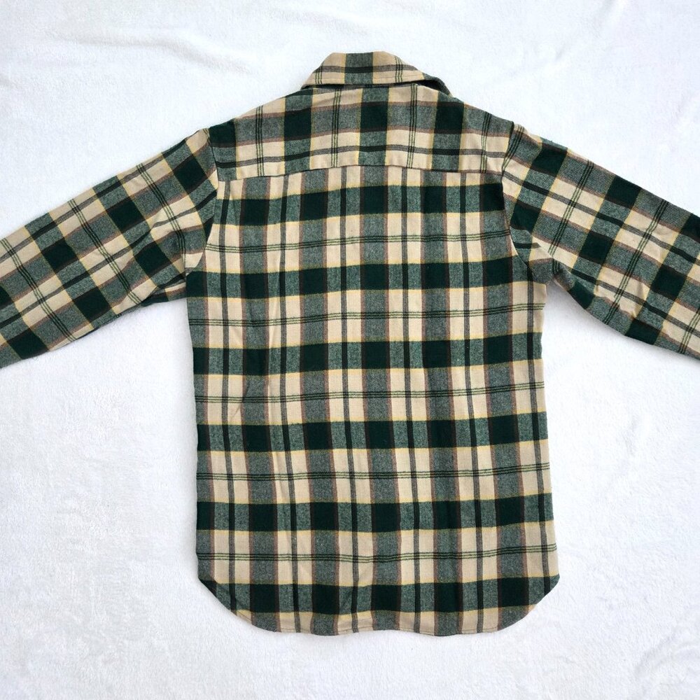 Vtg 90s Green Plaid Flannel Shirt Men's Small Arrow Sportswear Cabincore Grunge - Picture 2 of 15